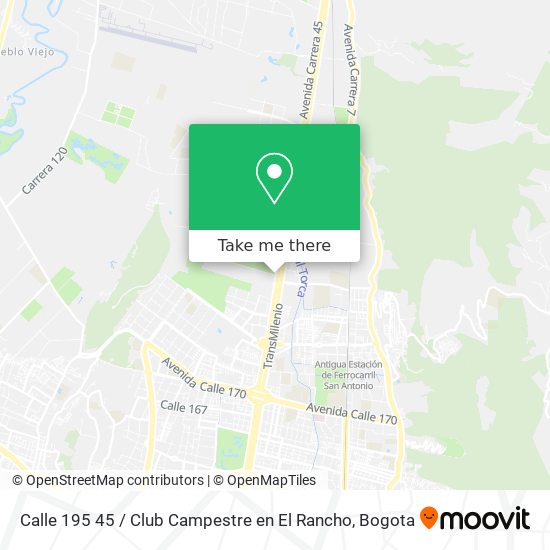 Mapa de Calle 195 45 / Club Campestre en El Rancho