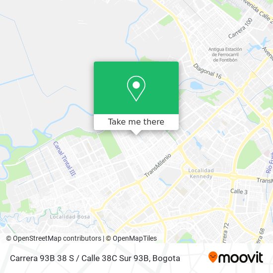 Mapa de Carrera 93B 38 S / Calle 38C Sur 93B