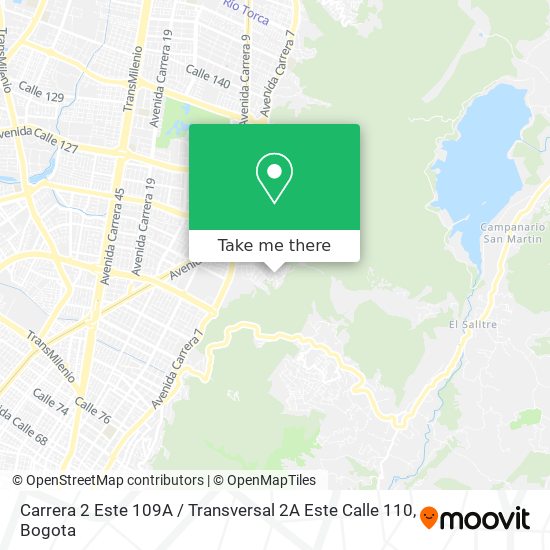 Carrera 2 Este 109A / Transversal 2A Este Calle 110 map