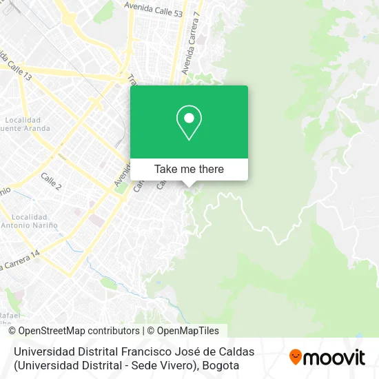 Mapa de Universidad Distrital Francisco José de Caldas (Universidad Distrital - Sede Vivero)