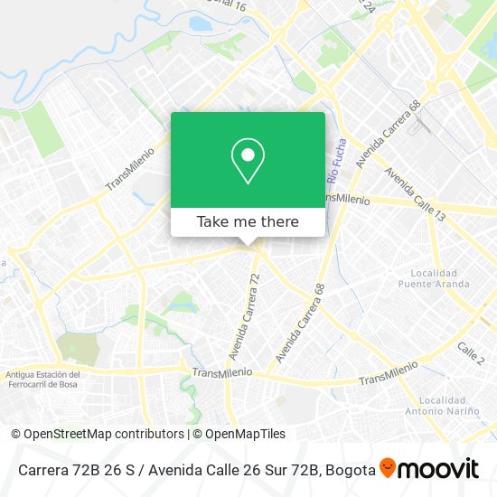 Mapa de Carrera 72B 26 S / Avenida Calle 26 Sur 72B