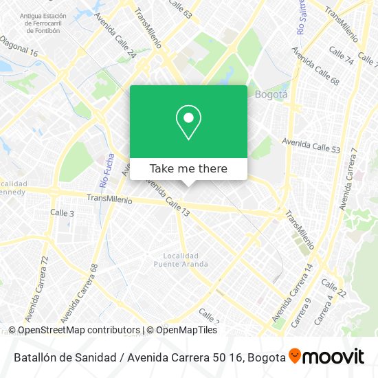 Mapa de Batallón de Sanidad / Avenida Carrera 50 16