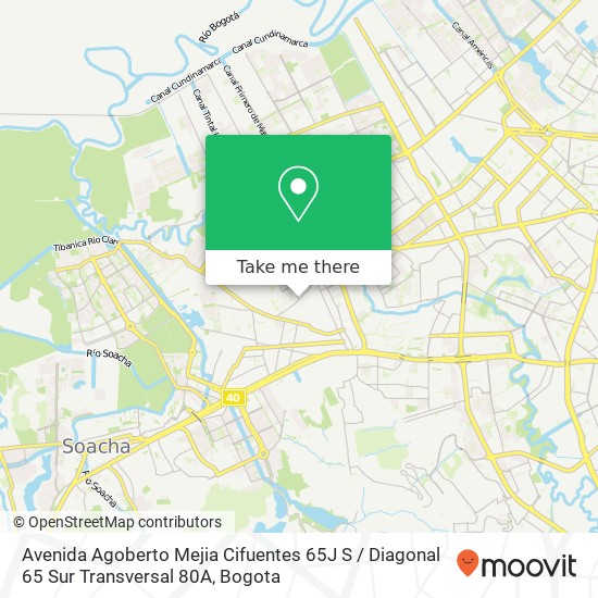 Mapa de Avenida Agoberto Mejia Cifuentes 65J S / Diagonal 65 Sur Transversal 80A