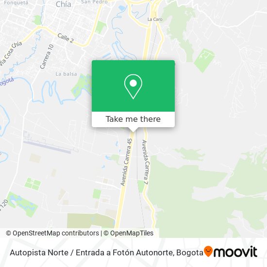 Autopista Norte / Entrada a Fotón Autonorte map