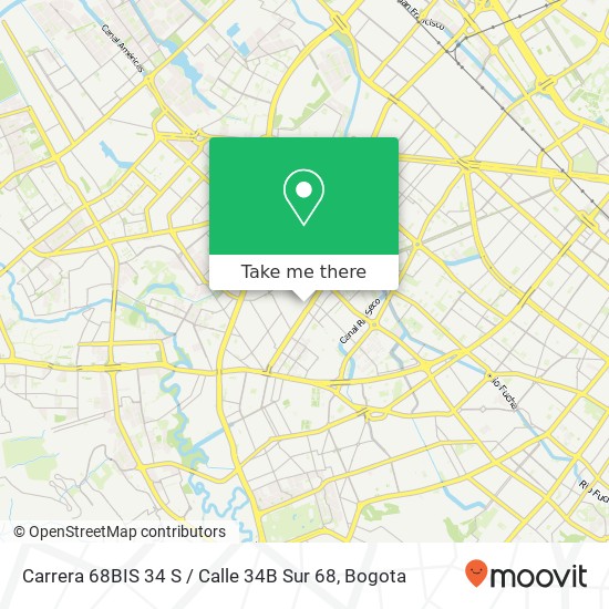 Mapa de Carrera 68BIS 34 S / Calle 34B Sur 68