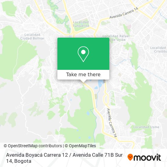 Mapa de Avenida Boyacá Carrera 12 / Avenida Calle 71B Sur 14