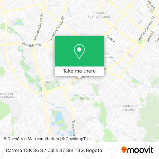 Mapa de Carrera 13K 36 S / Calle 37 Sur 13G