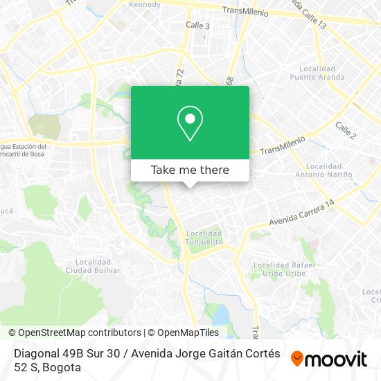 Mapa de Diagonal 49B Sur 30 / Avenida Jorge Gaitán Cortés 52 S