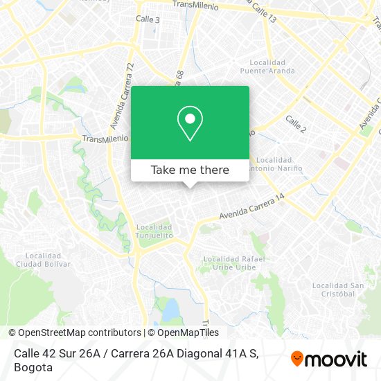 Mapa de Calle 42 Sur 26A / Carrera 26A Diagonal 41A S