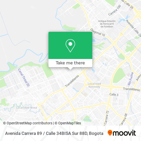 Avenida Carrera 89 / Calle 34BISA Sur 88D map