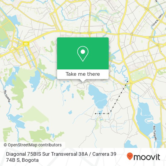 Diagonal 75BIS Sur Transversal 38A / Carrera 39 74B S map