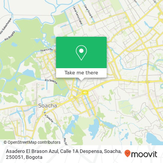 Mapa de Asadero El Brason Azul, Calle 1A Despensa, Soacha, 250051