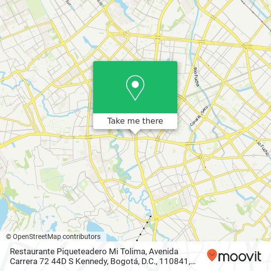 Mapa de Restaurante Piqueteadero Mi Tolima, Avenida Carrera 72 44D S Kennedy, Bogotá, D.C., 110841