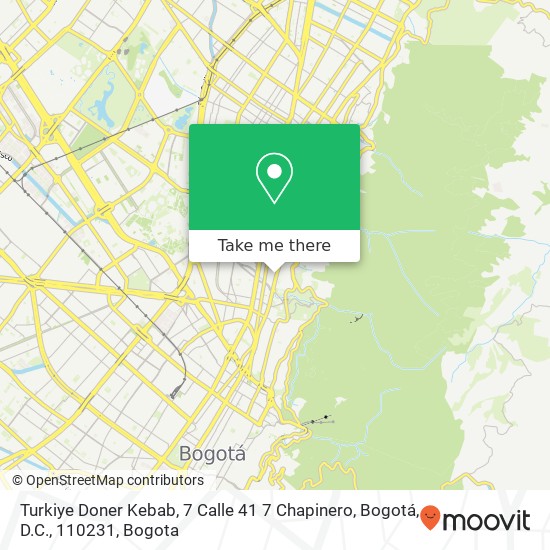 Mapa de Turkiye Doner Kebab, 7 Calle 41 7 Chapinero, Bogotá, D.C., 110231