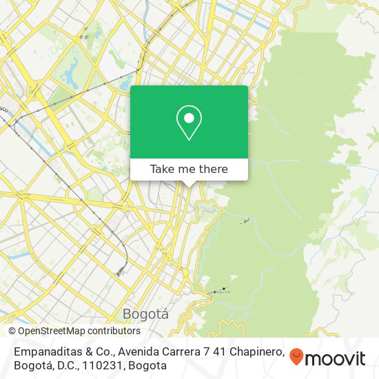 Mapa de Empanaditas & Co., Avenida Carrera 7 41 Chapinero, Bogotá, D.C., 110231