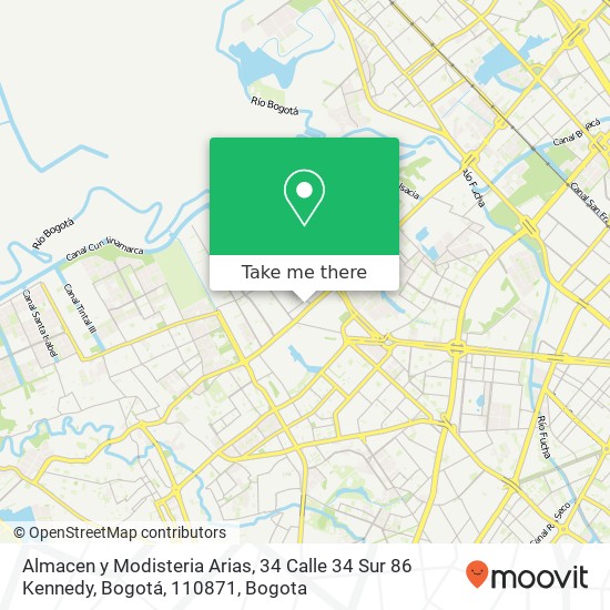 Mapa de Almacen y Modisteria Arias, 34 Calle 34 Sur 86 Kennedy, Bogotá, 110871