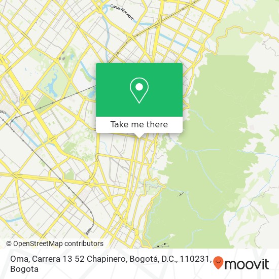 Mapa de Oma, Carrera 13 52 Chapinero, Bogotá, D.C., 110231