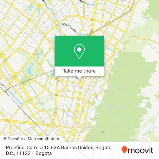 Mapa de Prontico, Carrera 15 63A Barrios Unidos, Bogotá, D.C., 111221