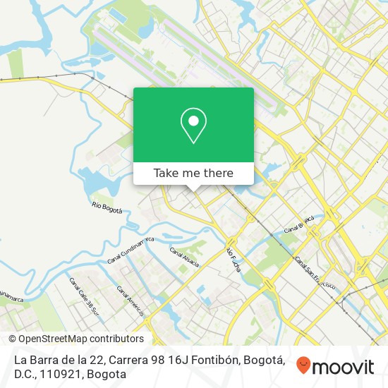 Mapa de La Barra de la 22, Carrera 98 16J Fontibón, Bogotá, D.C., 110921