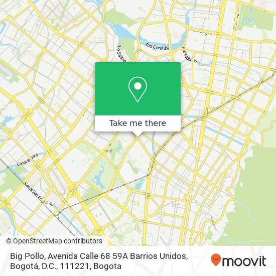 Mapa de Big Pollo, Avenida Calle 68 59A Barrios Unidos, Bogotá, D.C., 111221