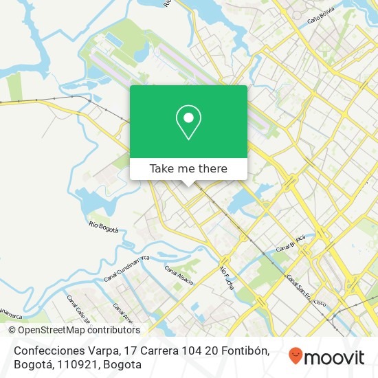 Mapa de Confecciones Varpa, 17 Carrera 104 20 Fontibón, Bogotá, 110921