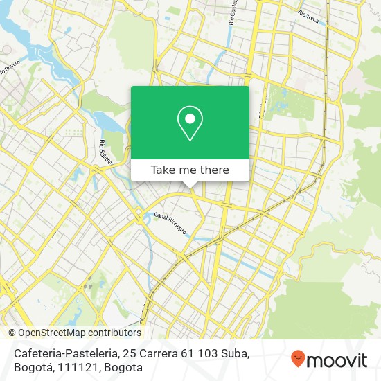 Mapa de Cafeteria-Pasteleria, 25 Carrera 61 103 Suba, Bogotá, 111121