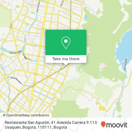 Mapa de Restaurante San Agustín, 41 Avenida Carrera 9 113 Usaquén, Bogotá, 110111