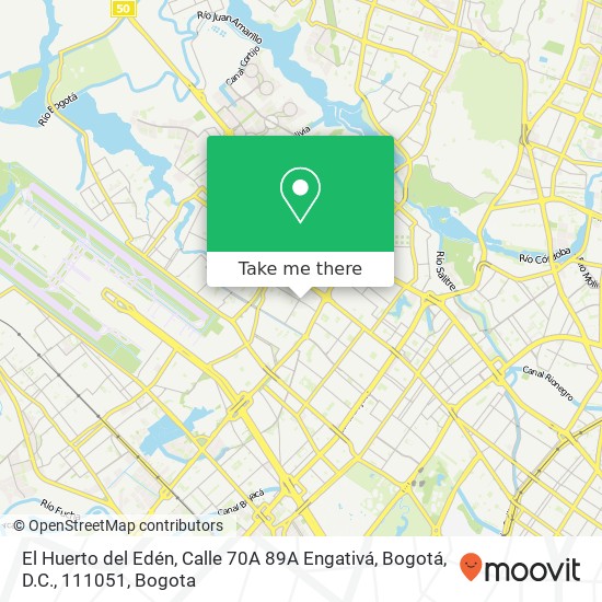 Mapa de El Huerto del Edén, Calle 70A 89A Engativá, Bogotá, D.C., 111051
