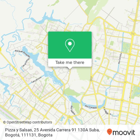 Mapa de Pizza y Salsas, 25 Avenida Carrera 91 130A Suba, Bogotá, 111131