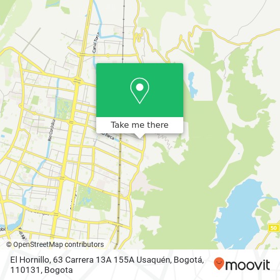 Mapa de El Hornillo, 63 Carrera 13A 155A Usaquén, Bogotá, 110131