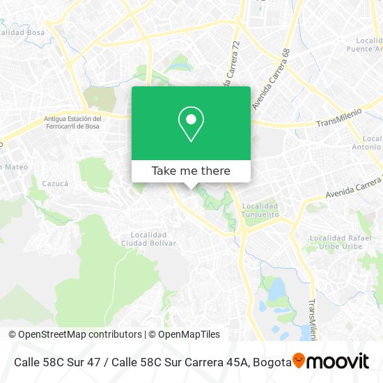 Mapa de Calle 58C Sur 47 / Calle 58C Sur Carrera 45A
