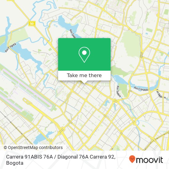 Mapa de Carrera 91ABIS 76A / Diagonal 76A Carrera 92