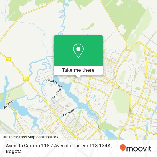 Mapa de Avenida Carrera 118 / Avenida Carrera 118 134A