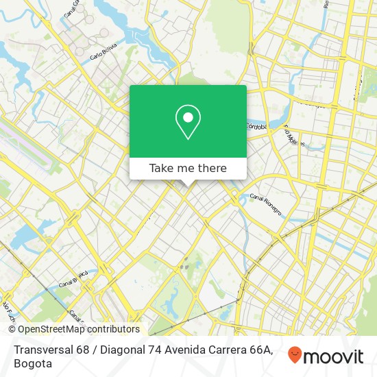 Transversal 68 / Diagonal 74 Avenida Carrera 66A map