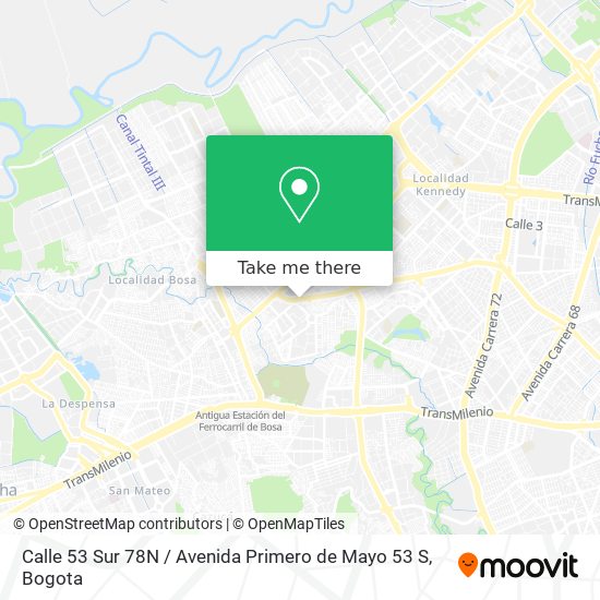 Mapa de Calle 53 Sur 78N / Avenida Primero de Mayo 53 S