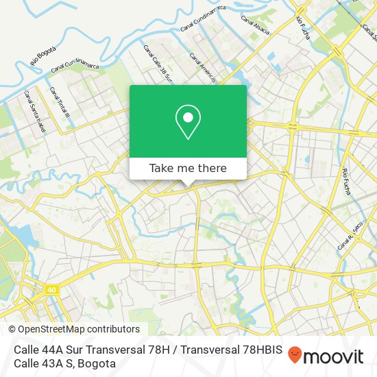 Mapa de Calle 44A Sur Transversal 78H / Transversal 78HBIS Calle 43A S