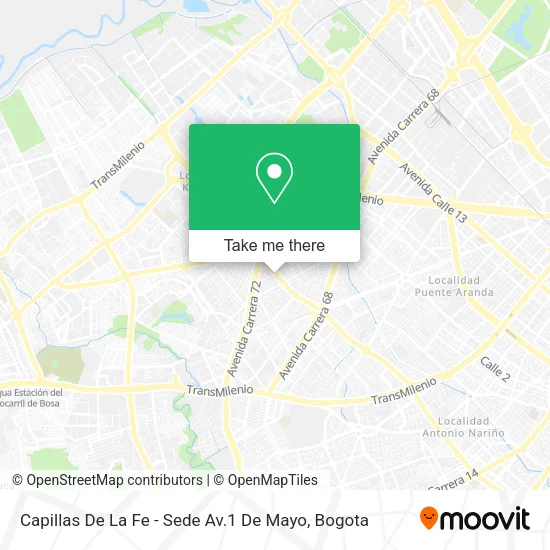 Capillas De La Fe - Sede Av.1 De Mayo map