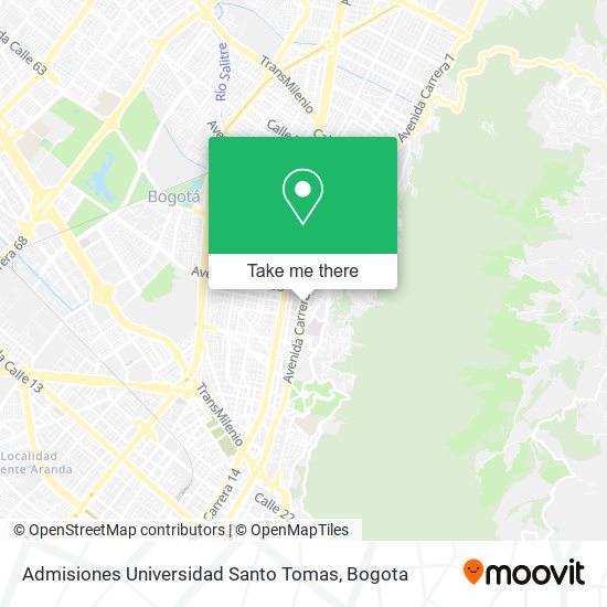 Admisiones Universidad Santo Tomas map