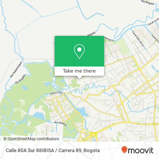 Mapa de Calle 80A Sur 88IBISA / Carrera 89