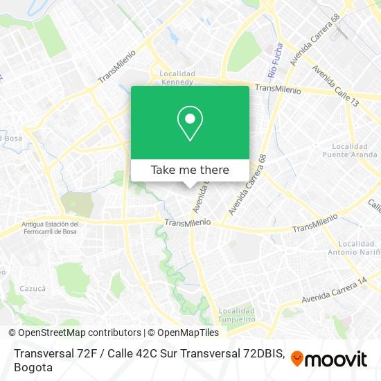 Mapa de Transversal 72F / Calle 42C Sur Transversal 72DBIS