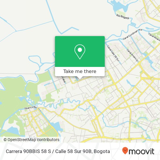 Mapa de Carrera 90BBIS 58 S / Calle 58 Sur 90B