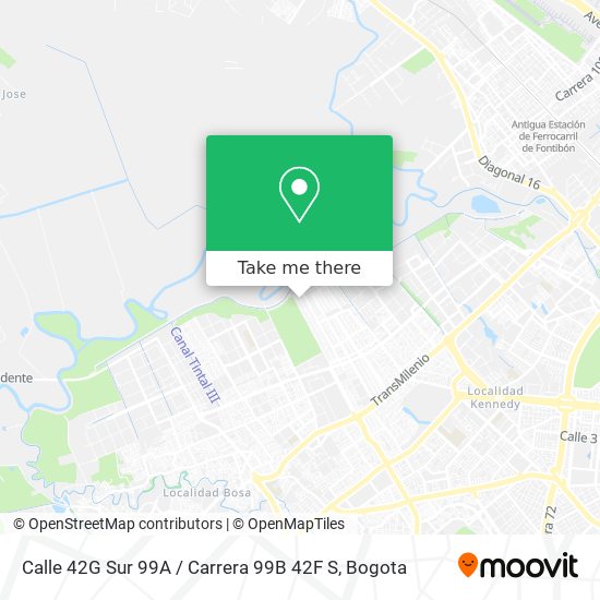Mapa de Calle 42G Sur 99A / Carrera 99B 42F S