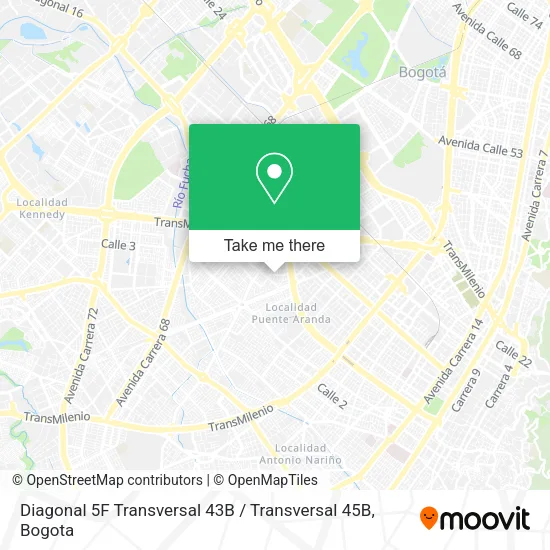 Mapa de Diagonal 5F Transversal 43B / Transversal 45B