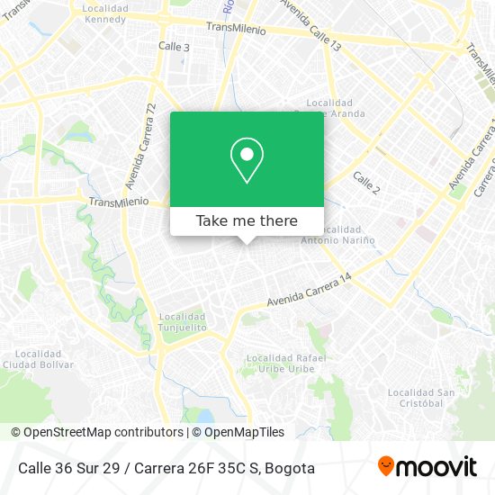Mapa de Calle 36 Sur 29 / Carrera 26F 35C S