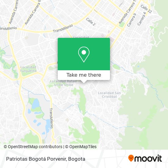 Patriotas Bogotá Porvenir map