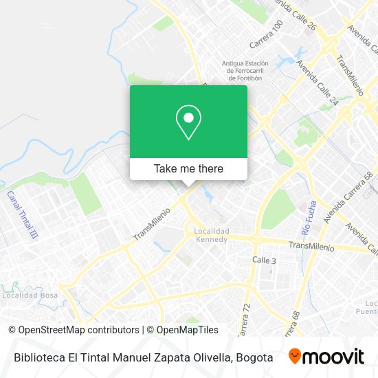 Mapa de Biblioteca El Tintal Manuel Zapata Olivella