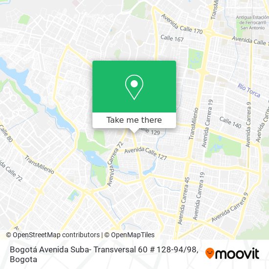 Bogotá Avenida Suba- Transversal 60 # 128-94 / 98 map