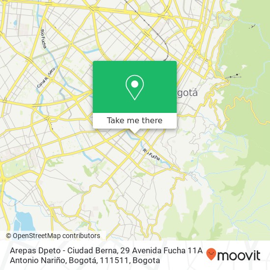 Arepas Dpeto - Ciudad Berna, 29 Avenida Fucha 11A Antonio Nariño, Bogotá, 111511 map