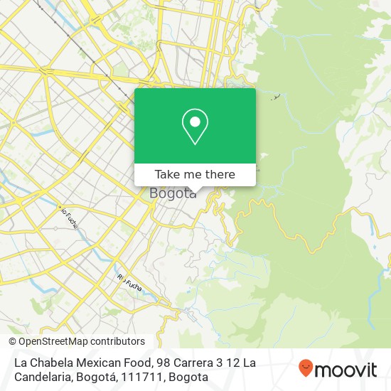 Mapa de La Chabela Mexican Food, 98 Carrera 3 12 La Candelaria, Bogotá, 111711