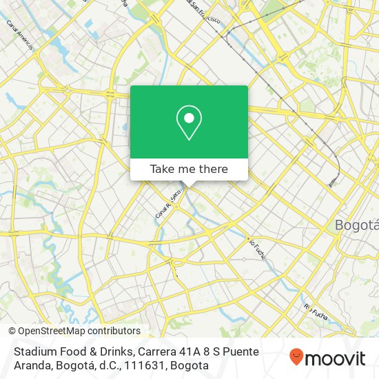 Mapa de Stadium Food & Drinks, Carrera 41A 8 S Puente Aranda, Bogotá, d.C., 111631